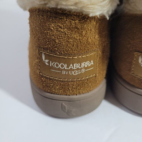 Koolaburra By UGG Girls Youth Short Suede‎ Shearling Boots Size 3 Tan 1096445 - Picture 6 of 8